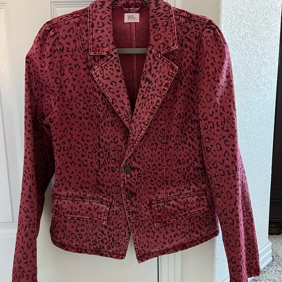 Wash Lab Jungle Denim Blazer -Size M Medium.  Red/Berry Color - Picture 5 of 13